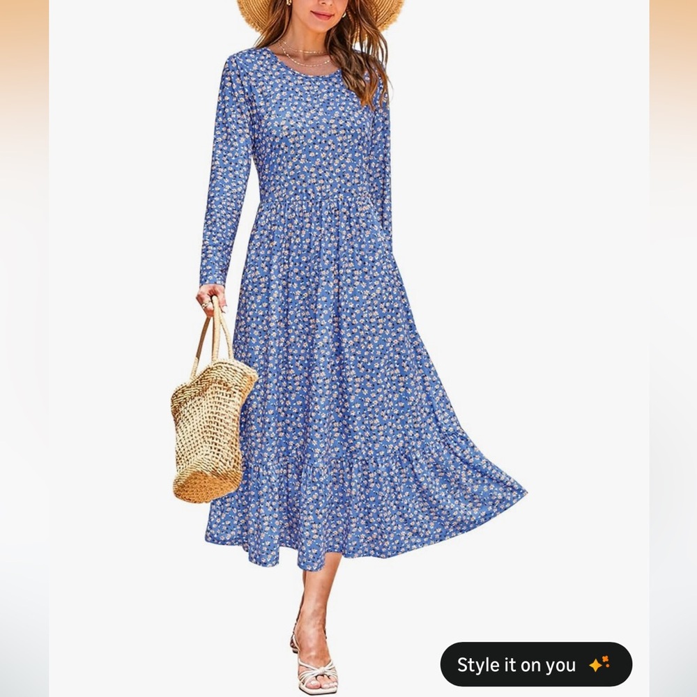 Floral Blue Maxi Dress size large